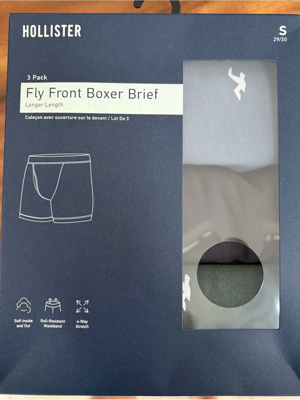 Hollister Men's 3-Pack Fly Front Boxer Briefs - Light Blue, Dark Gray, Olive